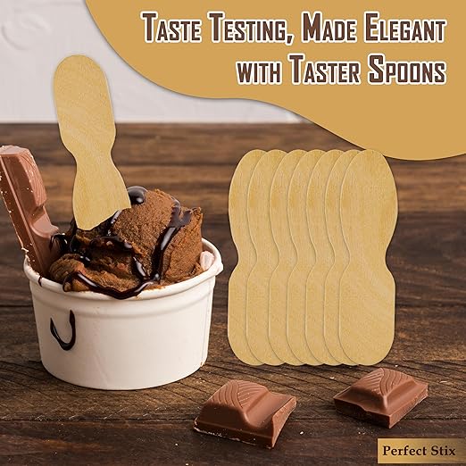 Perfect Stix Wooden Wrapped Taster Ice Cream Paddle Spoon, Paper Wrapped, 3" Length (Pack of 300) Wrapped