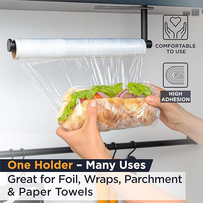 Deiss Pro Paper Towel Holder – Under Cabinet, Wall Mount, or Countertop – Rust-Resistant Stainless Steel, One-Handed Tear Design, Space-Saving Paper Towel Dispenser, Towel Holder for Kitchen