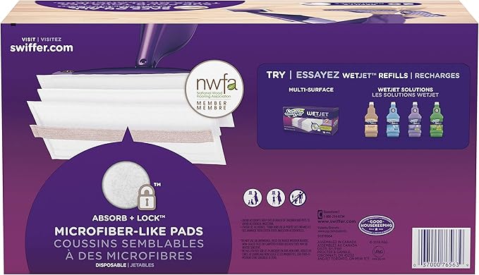 Swiffer WetJet Mops for Floor Cleaning, Hardwood Floor Cleaner Spray Mop Pad Refill, 20 Count (Pack of 4)