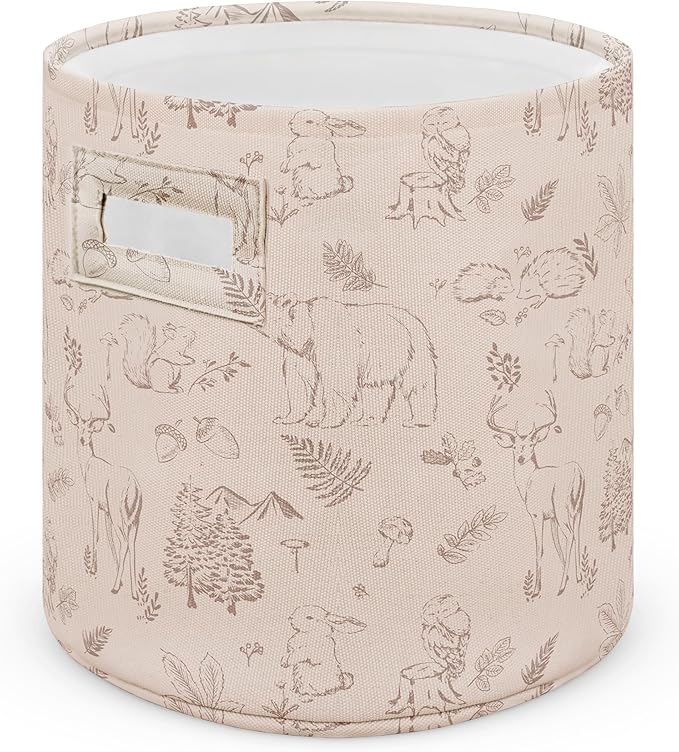 Sorrel + Fern Nursery Storage Basket (Magic Forest), Soft Collapsible Fabric Toy Bin, Magic Forest-Inspired Organizer for Playroom or Nursery, Gender-Neutral Decor, 13 × 13 Inches