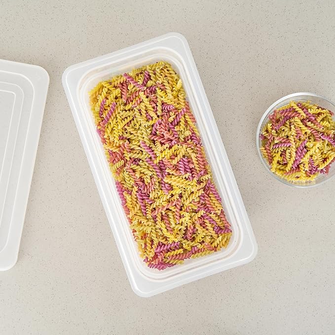 Restaurantware Food Storage Container 10 Pack of 12.7 x 6.8 x 7.8 Inches Plastic Stackable Storage Box White Reusable Label Container Dishwasher Safe For Restaurants And Kitchens