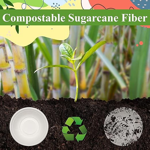 12oz Paper Sugarcane Disposable Bowls for Salads, Dessert and Cereals- Eco Friendly/Natural- Pack of 50ct