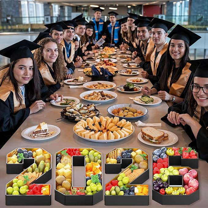 2026 Fillable Numbers for Charcuterie 13.8'' Cardboard Number Black Gold 2026 Shaped Board Trays for New Year Graduation Party Decorations Food Candy Paper Mache Cupcake Pans Cookies Box Container