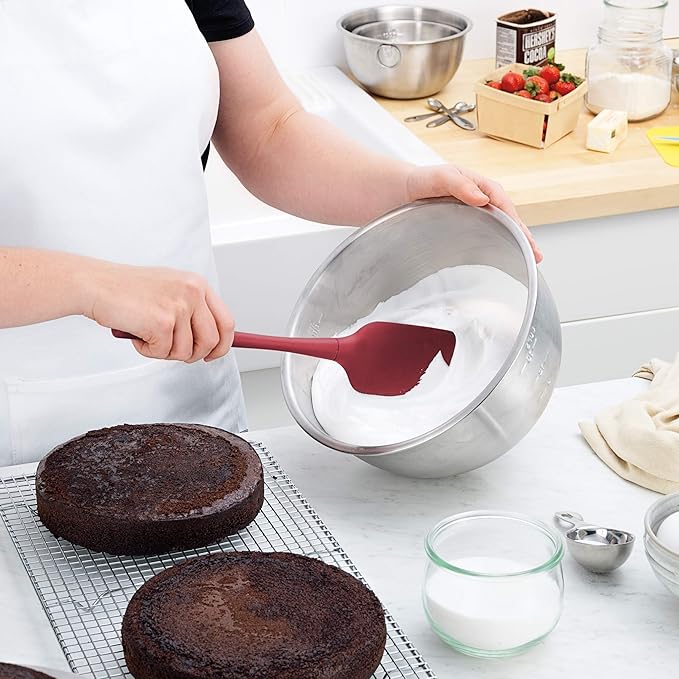 Tovolo Silicone Spatula for Cooking Baking Mixing Scraping Bowls Heavy Duty Dishwasher Safe Large Long Handle BPA Free One Piece Silicone Spatula Kitchen Utensil Heat Resistant, Cayenne Red