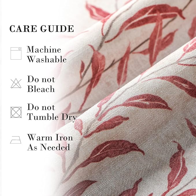 VOGOL 36 Inch Kitchen Curtains, Half Curtains 2 Panels Rod Pocket Cafe Tier Curtain for Porch Living Room Bedroom, 30 x 36 Inch, Red