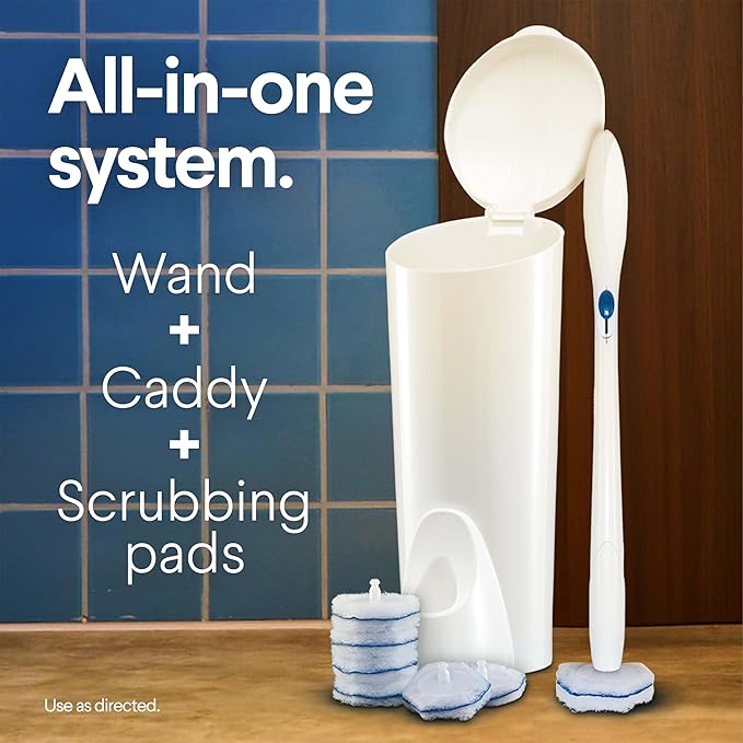 Clorox ToiletWand Disposable Toilet Cleaning System, ToiletWand, Storage Caddy, Toilet Bowl Cleaner, 16 Disinfecting ToiletWand Refills Scrubbing Pads