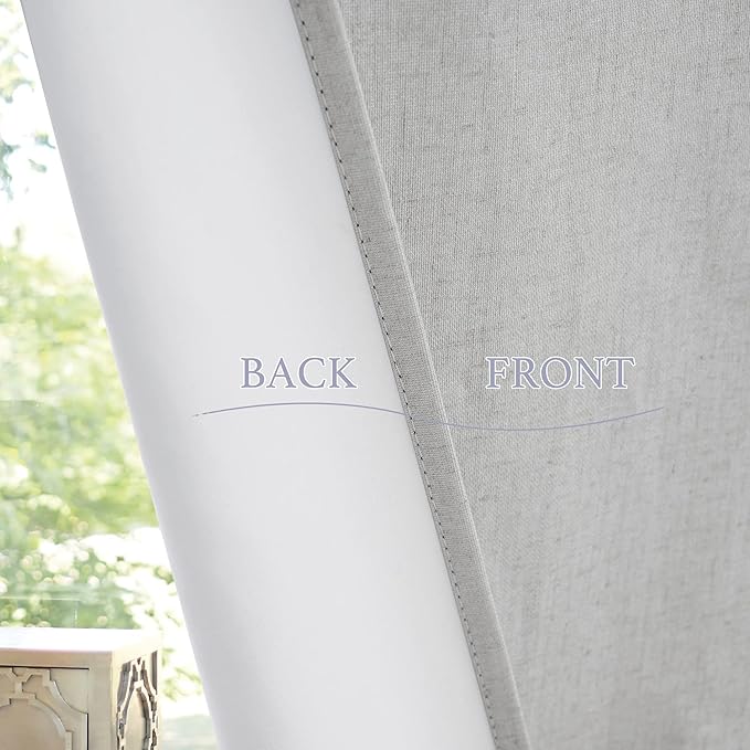 RYB HOME Kitchen Door Curtains 40 inch Length, 100% Blackout Natural Linen Blended Skylight/Patio/Glass/French Door Window Decor Privacy Shades, W26 x L40 inch, Concrete Grey, 1 Panel