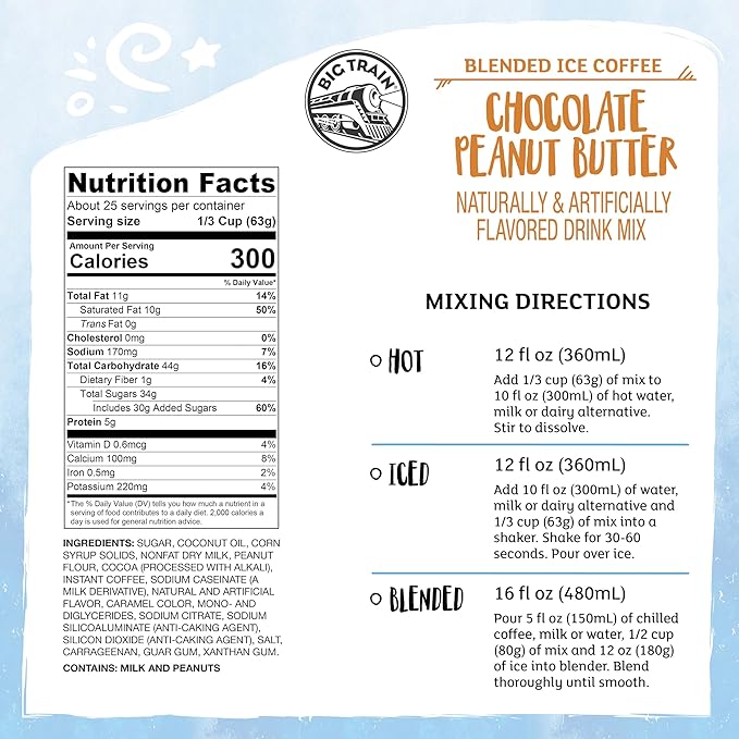 Big Train Chocolate Peanut Butter Blended Ice Coffee Beverage Mix, 3.5 Pound (Pack of 1)