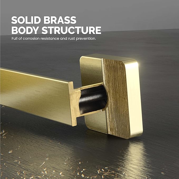 KIBI Blaze 10-Inch Bathroom Towel Bar – Solid Brass, Wall Mounted Hand Towel Holder, Sleek Modern Design, Rust-Resistant, Perfect for Bathroom, Vanity & Kitchen Sink Area (Brushed Gold) (KBA16)