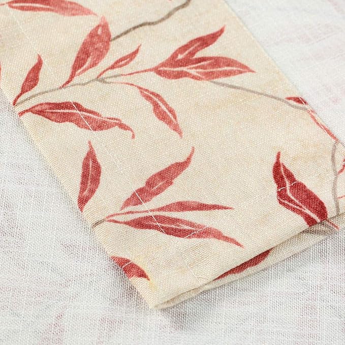 VOGOL Tier Curtains for Kids Room Cafe Kitchen Bathroom Decorative Short Window Treatment Red Leaves Pattern, 30" x 30", 2 Panels, Rod Pocket