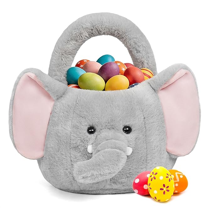 Easter Basket, Easter Baskets for Kids,Elephant Baskets with Handle for Gifts Empty, Bunny Egg Hunting, Basket Stuffers Essentials