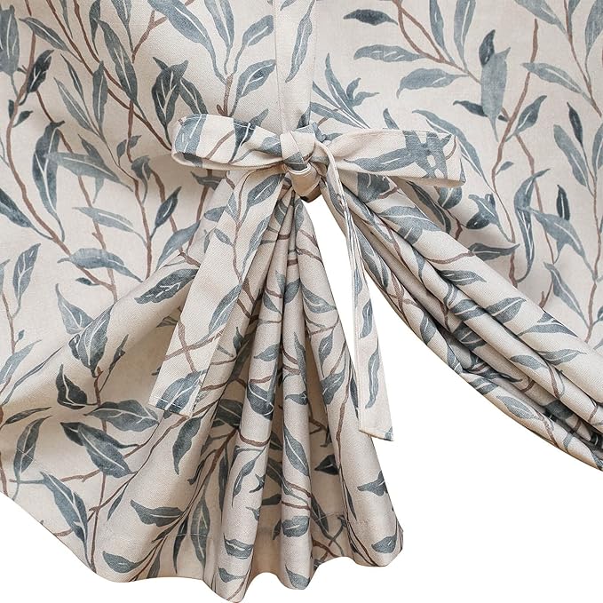 VOGOL Window Shade Curtain for Bathroom, Lovely Leaves Printed Pattern Curtain Tie Up Window Shade Rod Pocket Panel, 42 Inches Width by 63 Inches Length