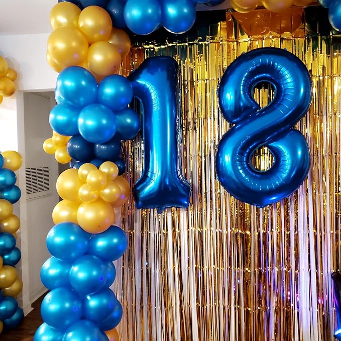 Number 18 Balloon, 18 Balloons for Birthday Party, 40 Inch 81 Number Balloons, Dark Blue Digital Balloons for Adult Ceremony Wedding Anniversaries Party