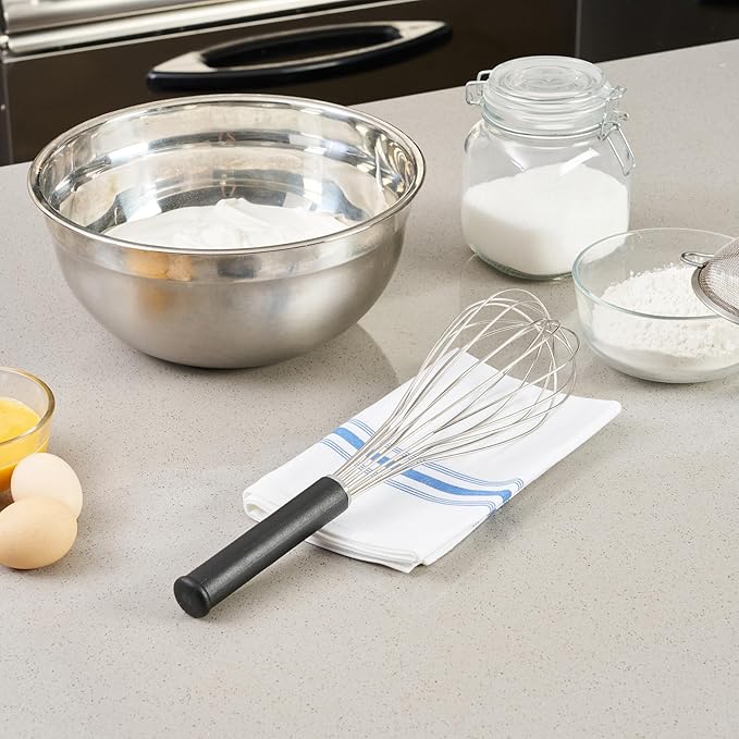 Restaurantware Met Lux 14 Inch x 3.7 Inch Baking Whisk, 1 With Ergonomic Handle Metal Whisk - Dishwasher-Safe, Corrosion-Resistant, Stainless Steel Whisk For Baking, For Whipping, Baking, Or Cooking