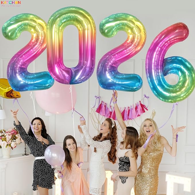 Rainbow Graduation Decorations 2026 | Giant, 42 Inch, Foil 2026 Graduation Balloons Class of 2026 Decorations | 2026 Balloons Number, Graduation Party Decorations | Prom Decorations 2026, Katchon