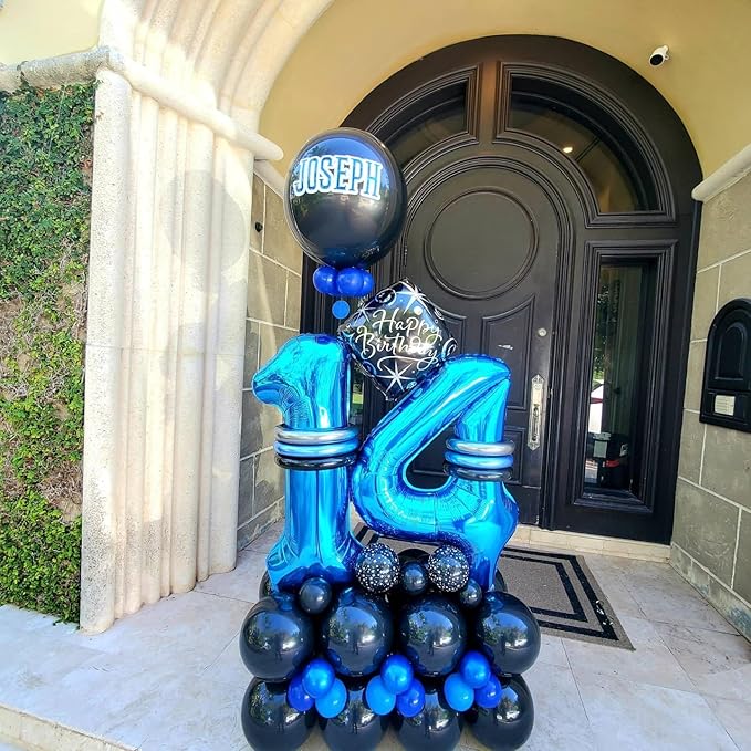 Number 14 Balloon, 40 Inch Number Balloons, Dark Blue Baloon Number for 14th Girl Boy Birthday Celebration Party Supplies