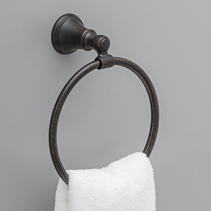 Delta Woodhurst (1-Pack) Hand Towel Holder Venetian Bronze Towel Racks for Bathroom Wall Round Towel Ring Holder for Bath Towel Hanger for Kitchen, Bathroom Accessories 73246-RB