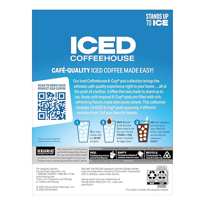 The Original Donut Shop® K-Cup Iced Duos Cookies and Caramel Coffee - Compatible with Keurig Brewer - Medium - 24 / Box