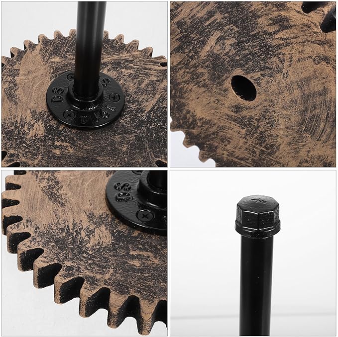 Luxshiny Industrial Pipe Paper Towel Holder Black Iron Freestanding Kitchen Tissue Rack Rustic Bathroom Standing Dispenser for Countertop
