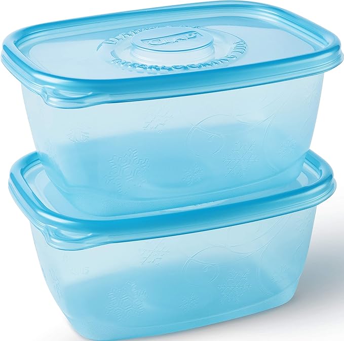 Glad Gladware Freezerware Food Storage Containers, Large Rectangle Holds 64 Ounces of Food, 2 Count Set | Tupperware, Plastic Food Container, Meal Prep Container, Plastic Containers with Lids