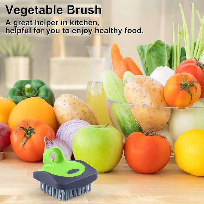 Aodaer Vegetable Brush Potato Scrubber Brush Silicone Hard and Soft Side Fruit Cleaning Tools for Delicate or Tough-Skinned Vegetables