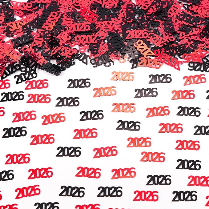 Black and Red 2026 Confetti Graduation Table Centerpiece Grad Confetti for 2026 Graduation Party Decorations Supplies