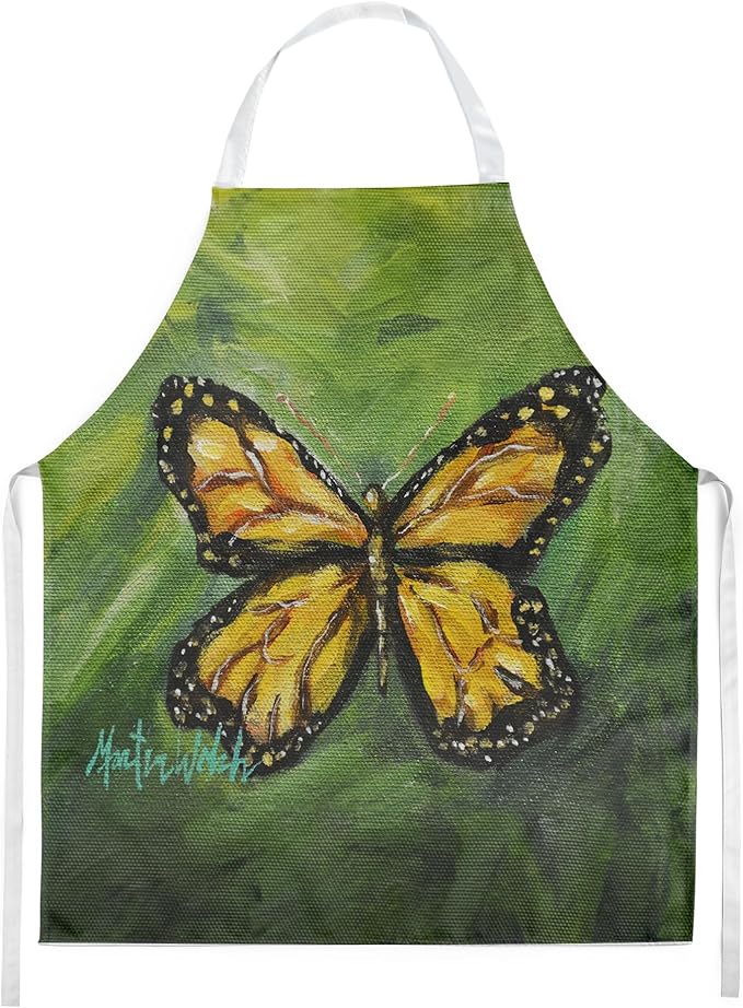 Caroline's Treasures Monarch Glover Fly Butterfly Apron Cooking Kitchen Server Baking Crafts Gardening for Adult Women Men, Unisex, Large, Multicolor