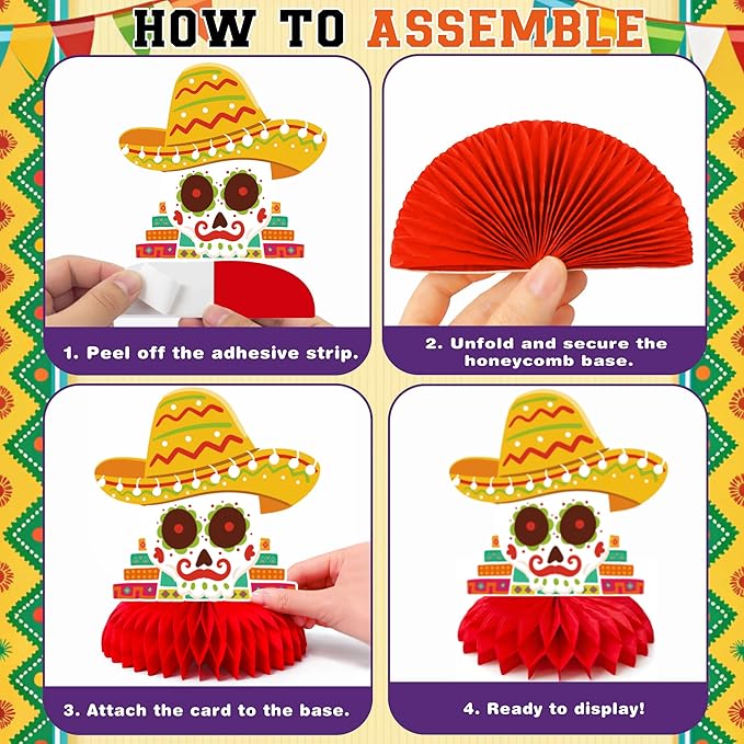 Cinco De Mayo Decorations - Cinco De Mayo Honeycomb for Table Centerpieces | Fiesta Party Decorations for Taco, Mexican Theme Birthday Accessories Party Favors Decor Supplies Indoor Outdoor