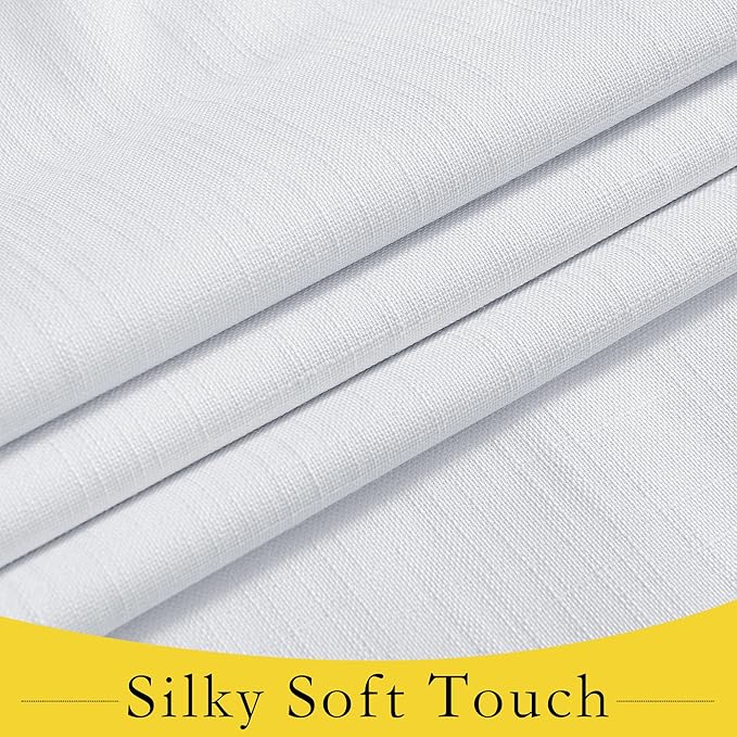 NICETOWN Linen Door Curtain for Window, Farmhouse French Door Shade for Kitchen Bathroom Energy Saving 100% Blackout Tie Up Shade for Patio Sliding Glass, 1 Panel, White, 26" W x 64" L