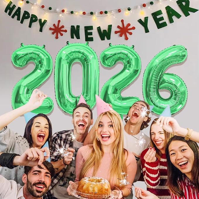40 Inch 2026 Balloons Olive Green Foil Number Balloons for 2026 New Year Festival Celebration or Birthday Party Supplies Decorations,New Years Balloon 2026, New Years Eve Balloon
