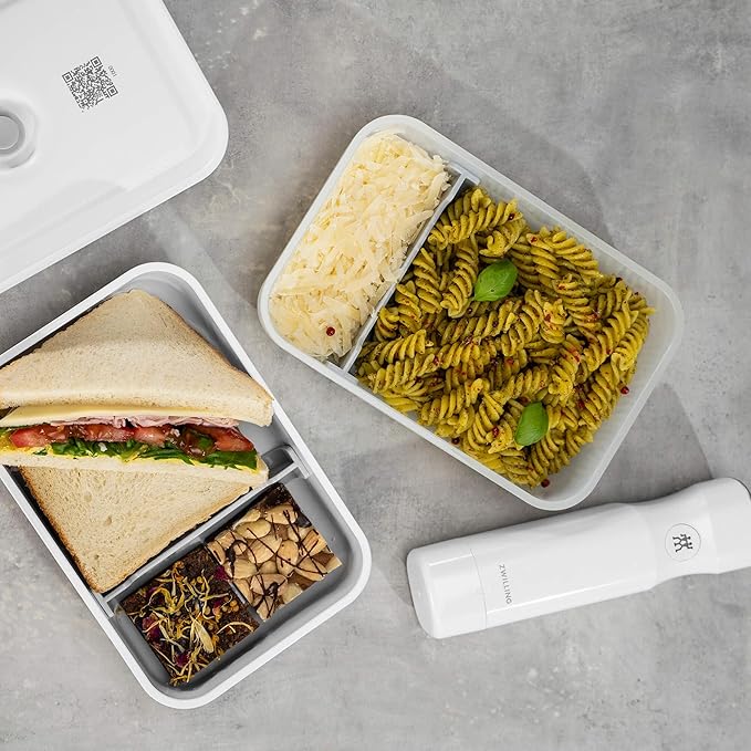 ZWILLING Fresh & Save Plastic Flat Lunch Box, Airtight Food Container, Meal Prep Container, BPA-Free, Grey - Large