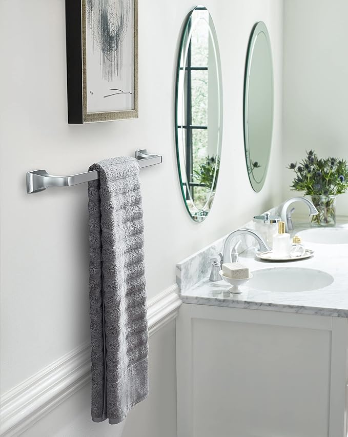 Amerock BH3601426 | Chrome Towel Bar | 24 in (610 mm) Towel Rack | Highland Ridge | Bathroom Towel Holder | Bathroom Hardware | Bath Accessories