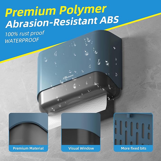 Commercial Paper Towel Dispenser Wall Mount with Lock 1 Pack,Universal Multifold Tri Fold Paper Hand Towel Holder,Compact Toilet Tissue Dispensers for Bathroom Kitchen Office (Cyan)