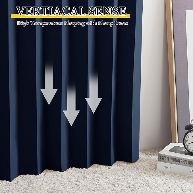 NICETOWN Room Divider Curtain for Bedroom Living Room Partition, Privacy Accordion Blackout Sound Proof Doorway Curtains, Sliding Glass Temporary Door Curtainfor Closet (Navy, 1 Panel, 60" W x 80" L)