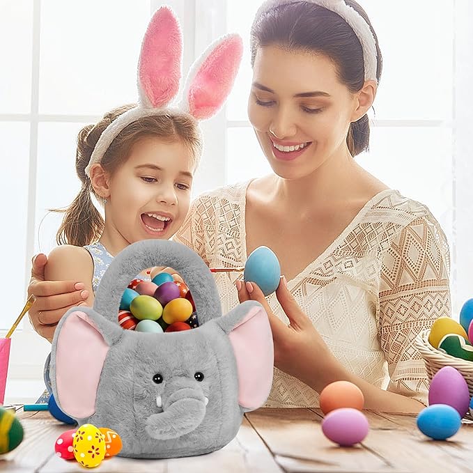 Easter Basket, Easter Baskets for Kids,Elephant Baskets with Handle for Gifts Empty, Bunny Egg Hunting, Basket Stuffers Essentials