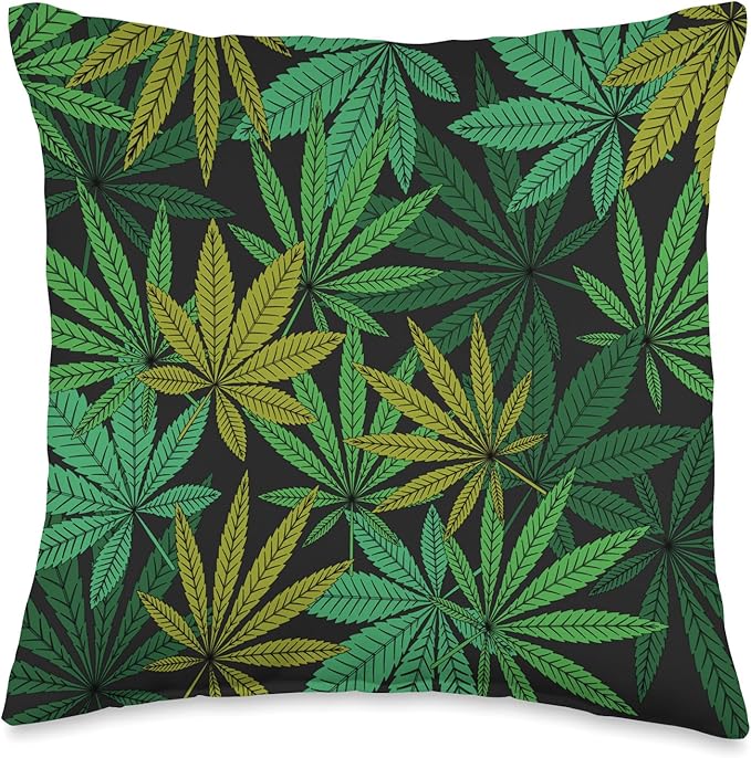 Cannabis Pillows - Marijuana 420 Pot cushion Weed Leaf Pattern-Pot-Head Sativa and Indica in The Sheets Throw Pillow, 16x16, Multicolor
