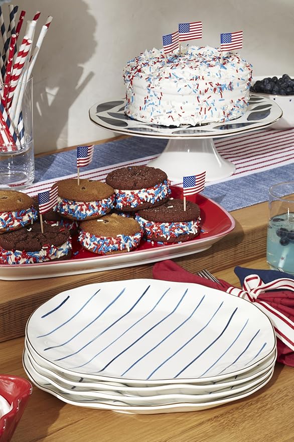 Lenox 895695 Blue Bay Stripes 4-Piece Dinner Plate Set
