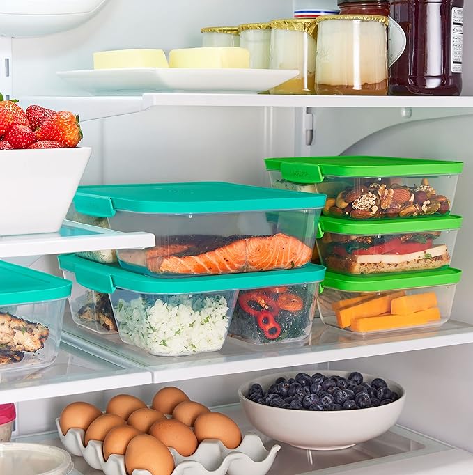 Sistema Nest It Meal Prep Food Storage Containers with Lids, 5-Pack of Large 8-Cup Containers with 3 Divided Compartments, Airtight & Leak-Resistant, Dishwasher, Microwave, & Freezer-Safe, BPA-Free