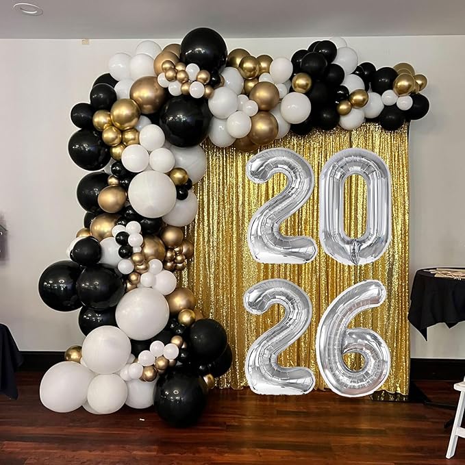 Silver 2026 Balloons - 40 inch Number Balloon - Graduation Balloons for Class of 2026 Decorations - Congrats Grad Balloons for Graduation Decorations 2026 - Grad Party Decor Supplies