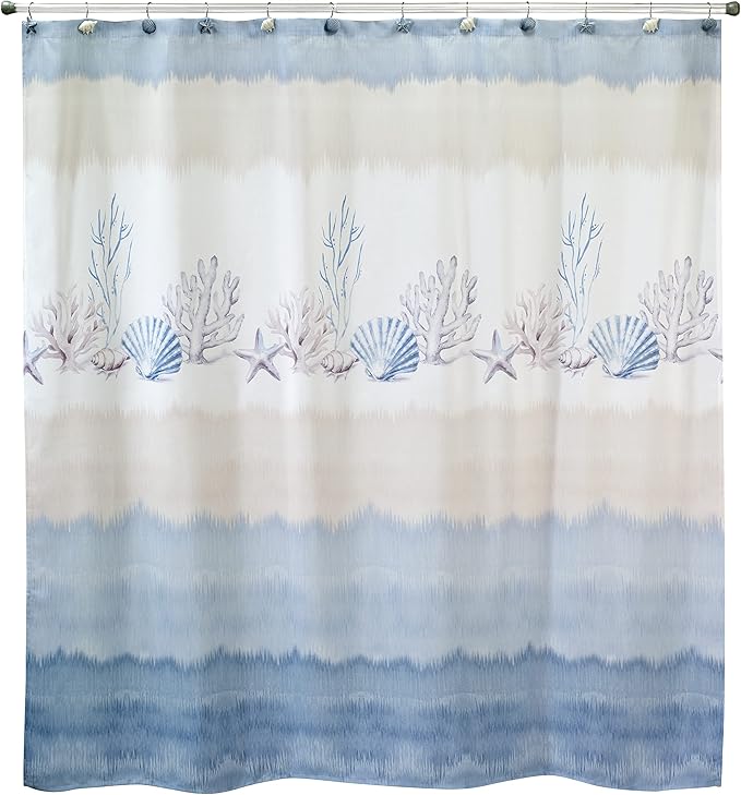 Avanti Linens - Fabric Shower Curtain, Coastal Bathroom Decor (Abstract Coastal Collection, 72")