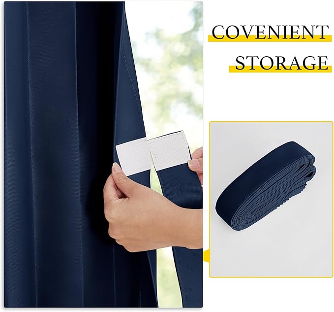 NICETOWN Room Divider Curtain for Bedroom Living Room Partition, Privacy Accordion Blackout Sound Proof Doorway Curtains, Sliding Glass Temporary Door Curtainfor Closet (Navy, 1 Panel, 60" W x 80" L)