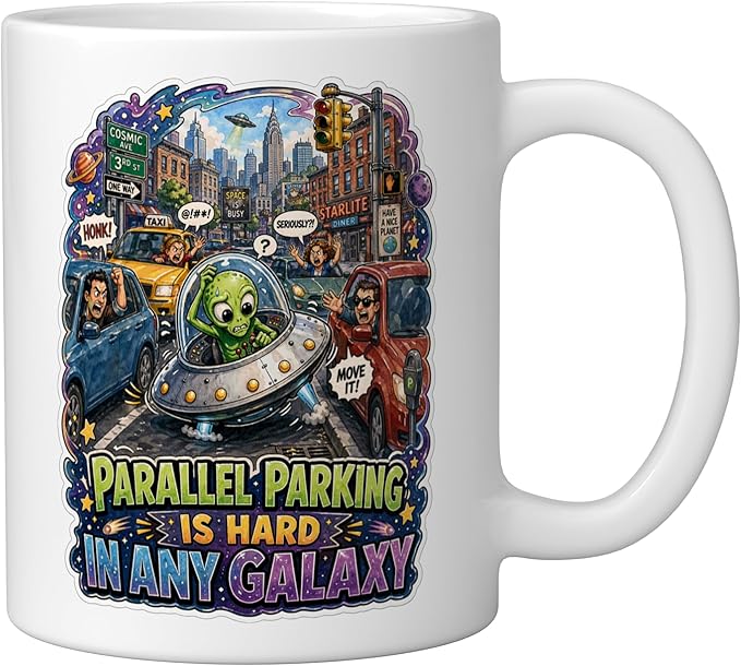 Parallel Parking Is Hard In Any Galaxy Ceramic Mug, White