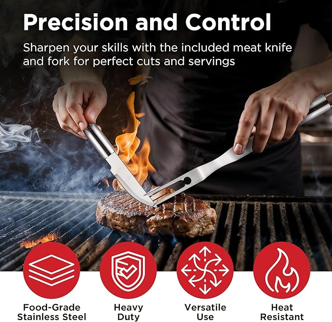 Kaluns BBQ Accessories, Complete Grill Set Grilling Gifts, 40 Pcs Premium Heavy Duty Stainless Steel Barbecue Grill Accessories for Outdoor Grill, Mens Valentines Day Gifts for Him