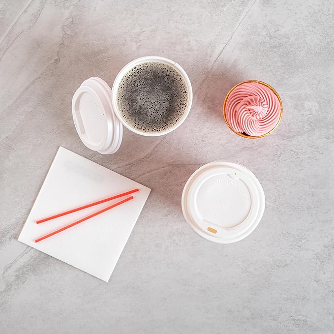 Restaurantware-Restpresso 12 Ounce Disposable Coffee Cups, 20 Valentine’s Day Cups With Plastic Lids - Red And Pink Heart Print, Rolled Rim, Paper To Go Cups, Single Wall, Serve Hot And Cold Drinks
