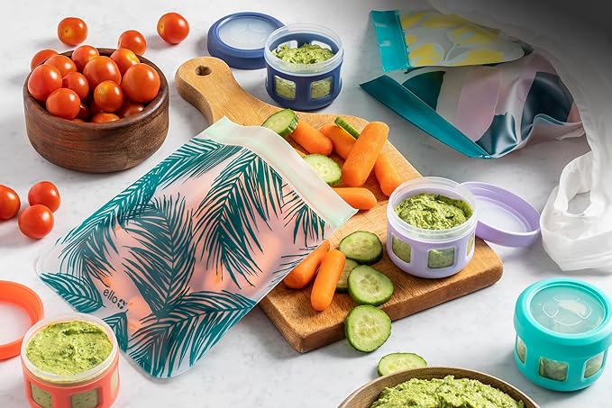 Ello Reusable Condiment Containers with Screw-on Leak Proof Lid | Perfect for Salad Dressing Sauce Dips Lunchbox Picnic Travel Bento Box | BPA-Free | Dishwasher Safe
