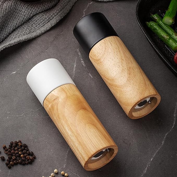 Pepper Mill Grinder Manual Pepper Grinder Wooden Salt and Pepper Mill Multi-Purpose Cruet Kitchen Tool With Ceramic Grinder for Kitchen Household for Home, Barbecue, Party (Color : 1) (Brass )