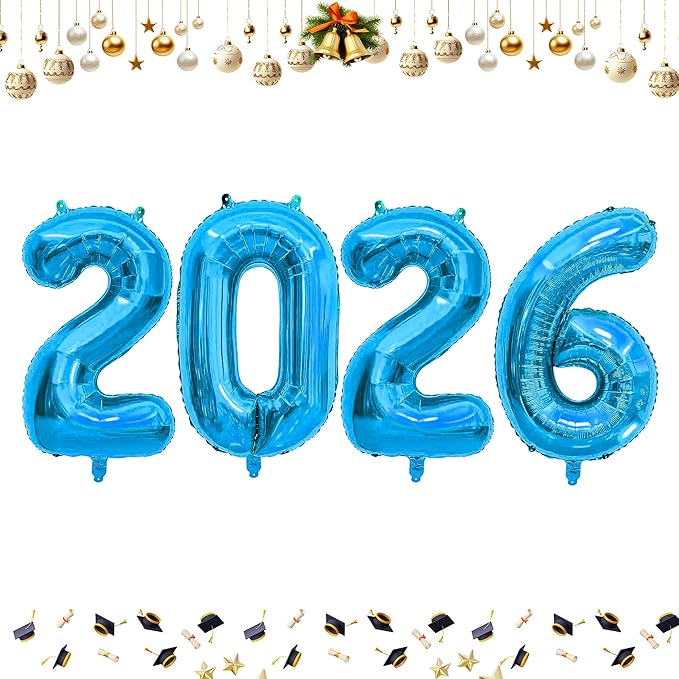 40 Inch 2026 Balloons Blue Foil Number Balloons for 2026 New Year Festival Celebration or Birthday Party Supplies Decorations,New Years Balloon 2026, New Years Eve Balloon
