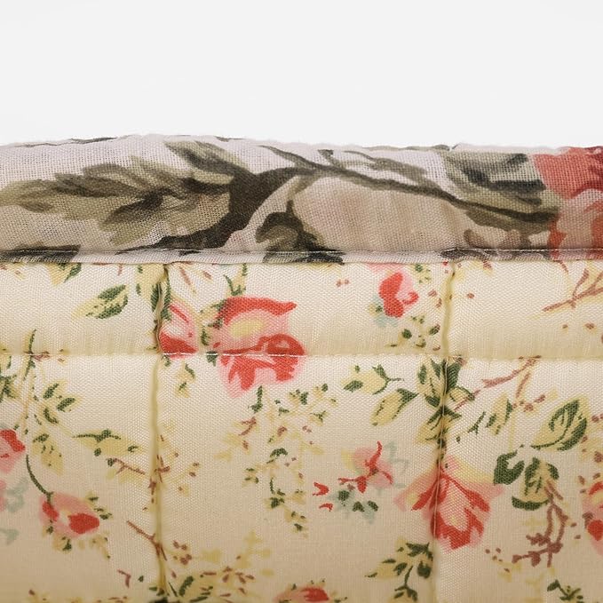 Quilted Fabric Storage Basket Floral Baby Diaper Caddy Quilted Basket for Nursery Bedroom Car Storage