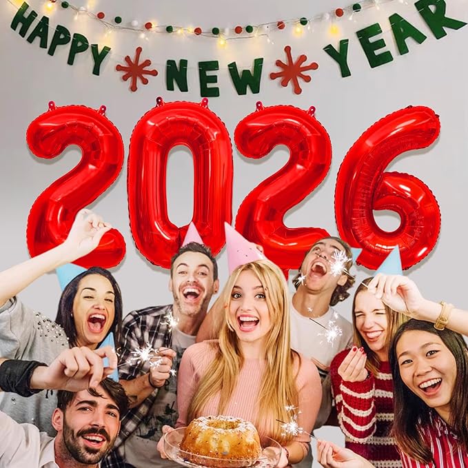 40 Inch 2026 Balloons Red Foil Number Balloons for 2026 New Year Festival Celebration or Birthday Party Supplies Decorations,New Years Balloon 2026, New Years Eve Graduation Balloons Decorations