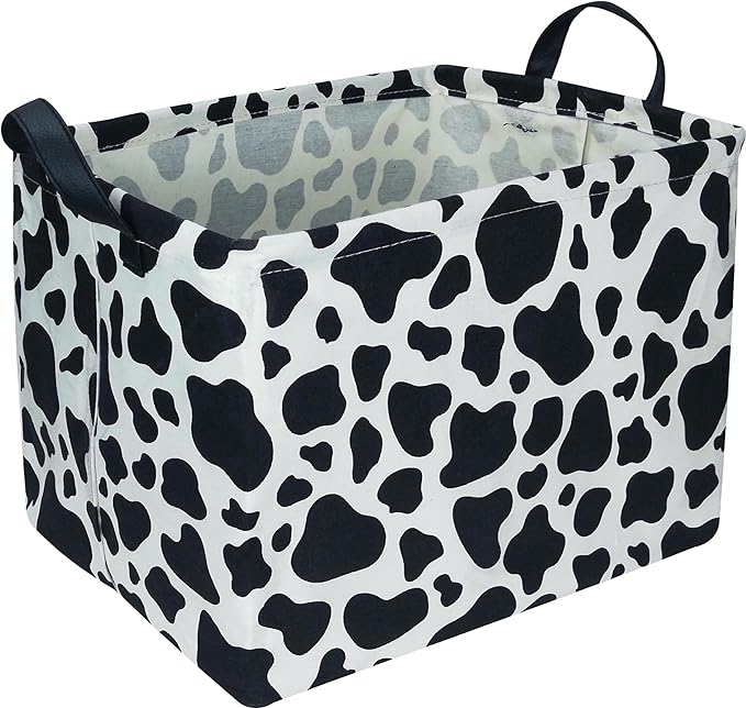 NTAOHAMPER Rectangular Cow Storage Basket, Waterproof Cowprint Box with Handles, Room Decor, Gift Basket for Cow Lovers, Collapsible Storage Bin